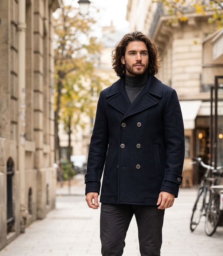 DISTRETTO12 PEACOAT CARLOS M BLU
